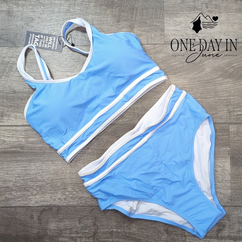 Blooming Jelly High Waist Crop Bikini Swimsuit Size M